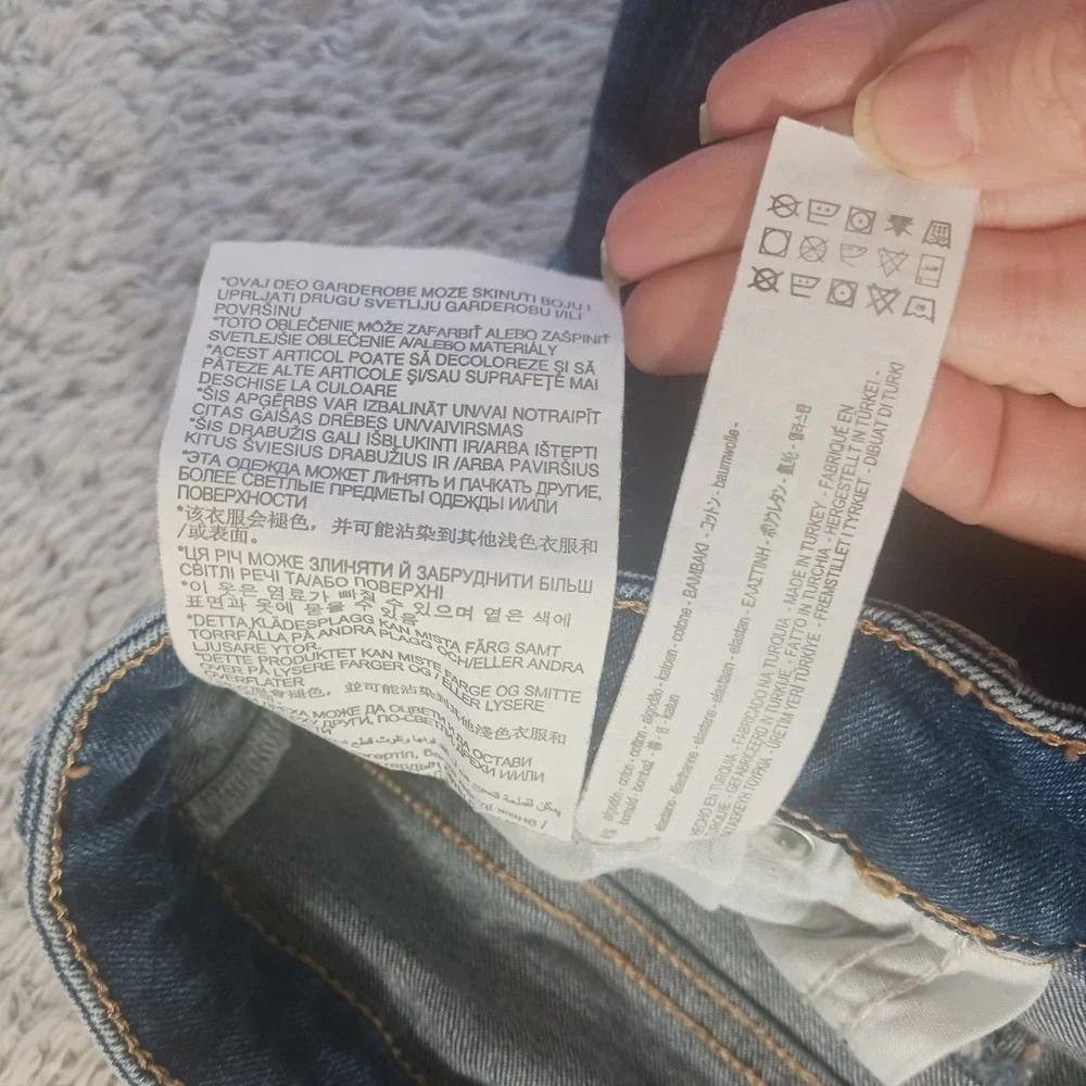 Zara Z1975 Basic Denim Womens  6 Blue Distressed Ripped‎ Slim Jeans Grunge Y2K
